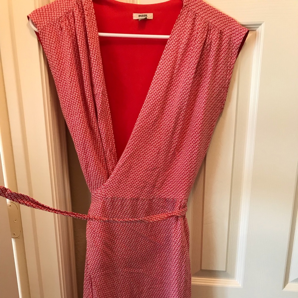 Red Fossil wrap dress